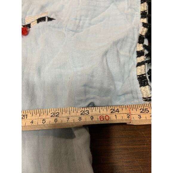 Johnny Was Embroidered Southwestern Boho Hippie Gauzy Top Women Medium Tassle - Picture 5 of 12